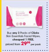 Clicks Skin Essentials Facial Wipes-Per Pack