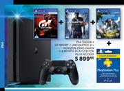 PS4 500GB+GT Sport+Uncharted 4+Horizon Zero Dawn+3 Month Playstation Plus Access