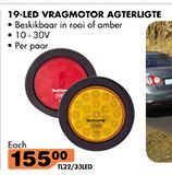 19-LED Vragmotor Agterligte 10-30V-Per Paar