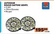 Autogear 9 LED 70mm Diameter Round Daytime Lights-Per Pair