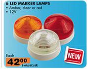 6 LED 12V Marker Lamps-Each