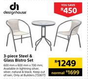 Designhouse 3-Piece Steel & Glass Bistro Set 733677