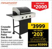 Megamaster Crusade Series 3-Burner Patio Gas Braai 784949