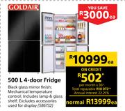 Goldair 500Ltr 4-Door Fridge 586732-Each