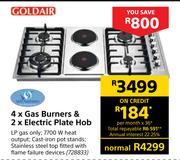 Goldair 4 X Gas Burners & 2 X Electric Plate Hob 728833