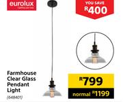 Eurolux Farmhouse Clear Glass Pendant Light 648401