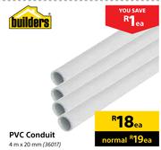 Builders PVC Conduit 36017-4m X 20mm Each