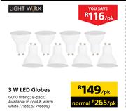 Lightworx 3W LED GLobes 716605, 716608-Per Pack