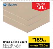 Gyproc Rhino Ceiling Board 6.4mm X 1.2m X 3m 7309-Each