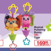 Playgro Musical Pullstring Bunny Or Tiger-Each