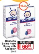 Bennetts Saline Nose Spray With Aspirator-30ml Each