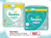 Pampers Baby Wipes Sensitive Protect 4 x 56 Wipes Or Complete Clean 4 x 64 Wipes-Per Pack