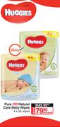 Huggies Pure Or Natural Care Baby Wipes (4 x 56 Wipes)-Per Pack