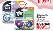Tommee Tippee Orthodontic Soothers (0-6 Months Or 6-18 Months)-Per Pack