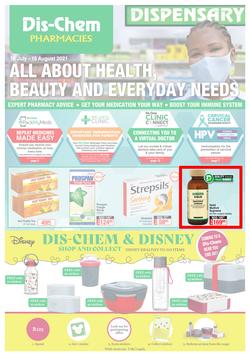 Dis-Chem : All About Health, Beauty And Everyday Needs (16 July - 15 August 2021), page 1