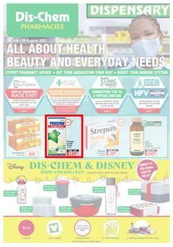 Dis-Chem : All About Health, Beauty And Everyday Needs (16 July - 15 August 2021), page 1