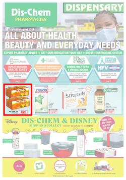 Dis-Chem : All About Health, Beauty And Everyday Needs (16 July - 15 August 2021), page 1