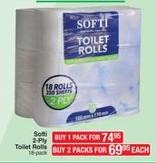 Softi 2 Ply Toilet Rolls-18's Per Pack