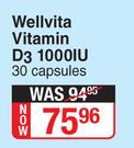 Wellvita Vitamin D3 1000IU-30 Capsules