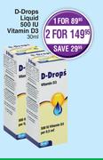 D-Drops Liquid 500 IU Vitamin D3-For 1 x 30ml 