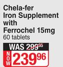 Chela-Fer Iron Supplement With Ferrochel 15mg-60 Tablets