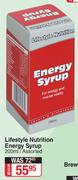 Lifestyle Nutrition Energy Syrup Assorted-200ml
