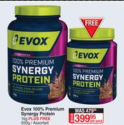 Evox 100% Premium Synergy Protein 1Kg Plus Free 500g-Per Pack