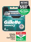 Gillette Mach3 Cartridges 4 Pack-Per Pack