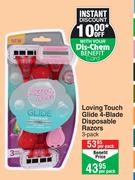 Loving Touch Glide 4 Blade Disposable Razors 3 Pack-Per Pack