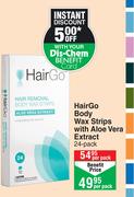 Hair Go Body Wax Strips With Aloe Vera Extract 24 Pack-Per Pack