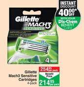 Gillette Mach3 Sensitive Cartridges 4 Pack-Per Pack