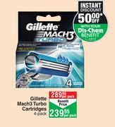 Gillette Mach3 Turbo Cartridges 4 Pack-Per Pack