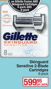 Gillette Skinguard Sensitive 2 Blade Cartridges 8 Pack-Per Pack