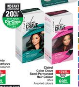 Clairol Color Crave Semi Permanent Hair Colour Assorted Colours-60ml Each