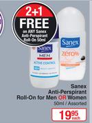 Sanex Anti Perspirant Roll On For Men Or Women Assorted-50ml Each
