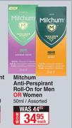 Mitchum Anti Perspirant Roll On For Men Or Women Assorted-50ml Each