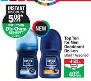 Top Ten For Men Deodorant Roll On Assorted-50ml Each