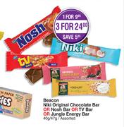 Beacon Niki Original Chocolate Bar Or Nosh Bar Or TV Bar Or Jungle Energy Bar Assorted-40g/47g