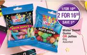 Mister Sweet Gums Or Jellies Assorted-60g