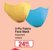 3 Ply Fabric Face Mask (Assorted)-Each
