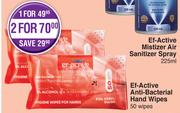 Ef-Active Anti-Bacterial Hand Wipes-For 2 x 50 Wipes