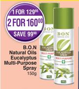 B.O.N Natural Oils Eucalyptus Multi Purpose Spray-For 2 x 150g