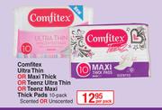 Comfitex Ultra Thin Or Maxi Thick Or Teenz Ultra Thin Or Teenz Maxi Thick Pads-10 Per Pack