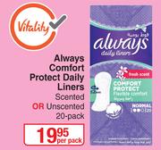 Always Comfort Protect Daily Liners-20 Per Pack