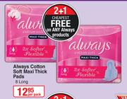 Always Cotton Soft Maxi Thick Pads (8 Long)-Per Pack