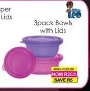 Leo 3 Pack Bowls With Lids