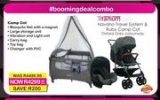 Titanium Baby Navaho Travel System & Ruby Camp Cot Oxford Grey Colourway-Each