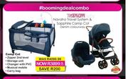 Titanium Baby Navaho Travel System & Sapphire Camp Cot Denim Colourway-Each