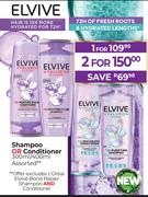 L'Oreal Elvive Shampoo Or Conditioner Assorted-300ml/400ml