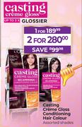 L'Oreal Casting Creme Gloss Conditioning Hair Colour Assorted Shades-For 2